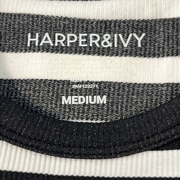 Harper & Ivy Black and White Stripe Tee - Picture 7 of 11